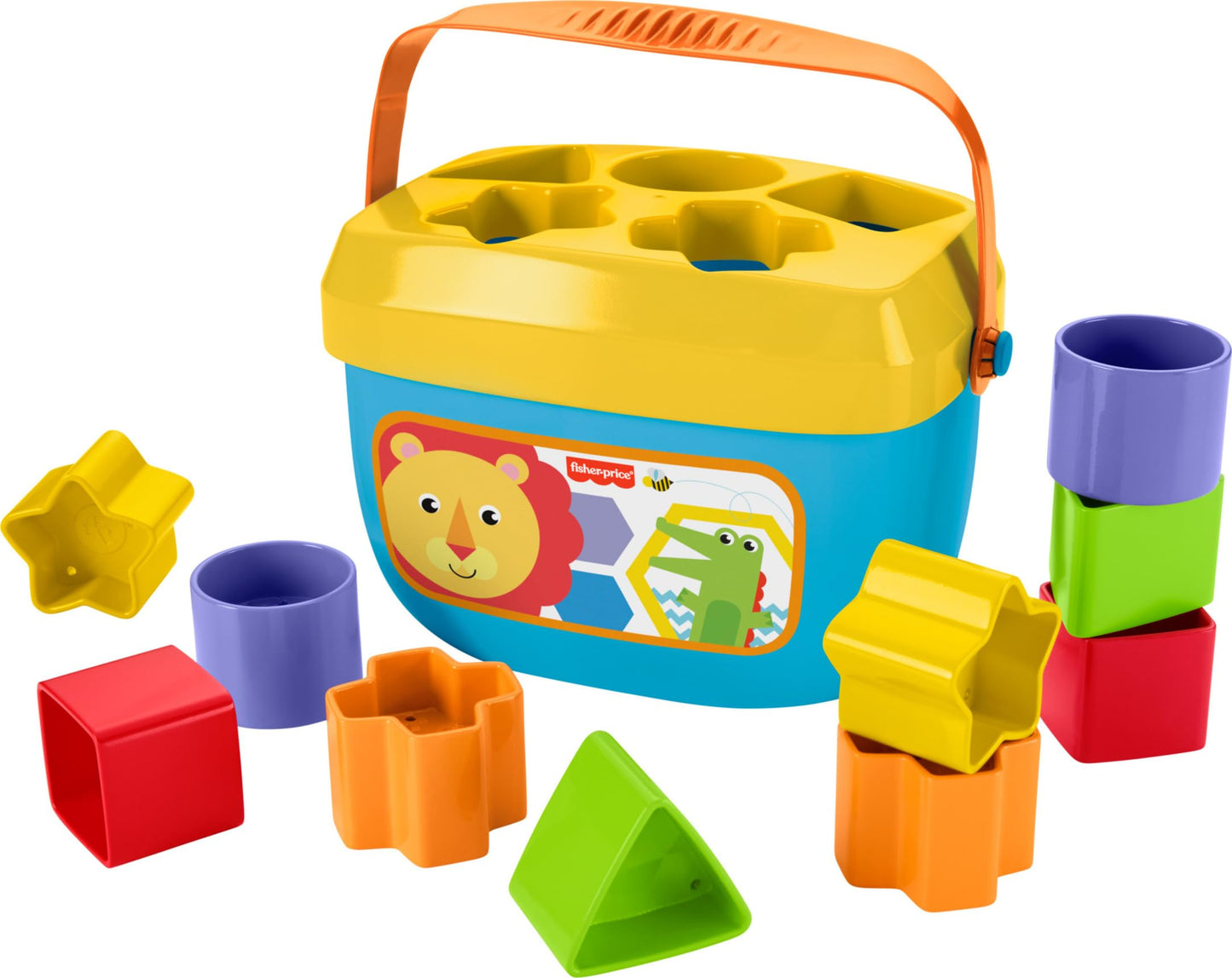 Fisher-Price Baby’s First Blocks & Rock-a-Stack Toy Set, Bucket of 10 Shapes & Ring Stacking Activity for Developmental Play Ages 6+ Months Fisher-Price