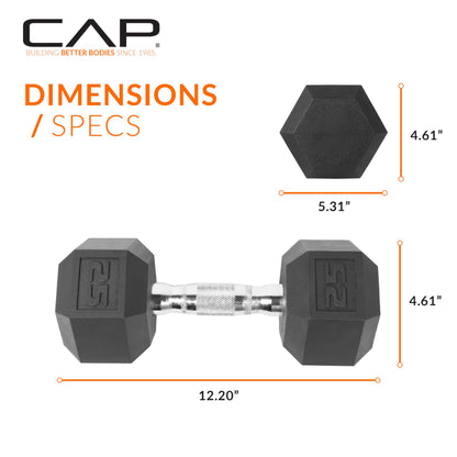 CAP Barbell 25 lb Rubber Coated Hex Dumbbell 🍁 All In One Marketplace Canada