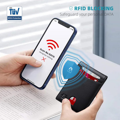 Zitahli Slim RFID Wallets for Men, Money Clip Bifold Leather Wallet Minimalist Mens Wallet with ID Window and 12 Card Slots Gift Box