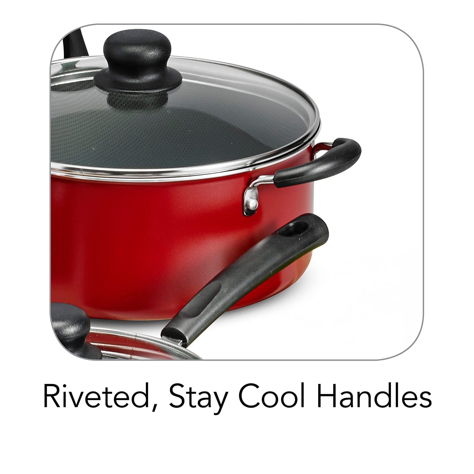 Tramontina PrimaWare 18 Pc Aluminum Nonstick Cookware Set, Red Tramontina