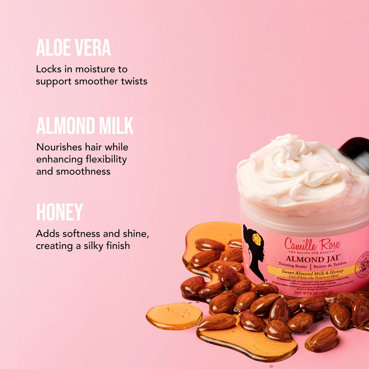 Camille Rose Naturals Almond Jai Twisting Butter, 8 Ounce