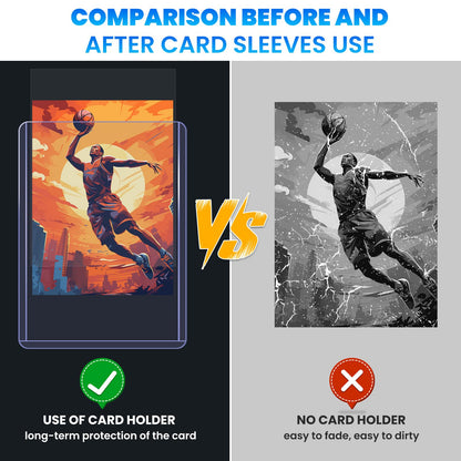 ZENOWICK 200 Packs Card Sleeves Hard, Top Loaders for Cards 3" x 4" Card Protectors Plastic, Card Top Loaders Fit for Hockey, Baseball, Football Cards (100 Hard + 100 Soft Sleeves)