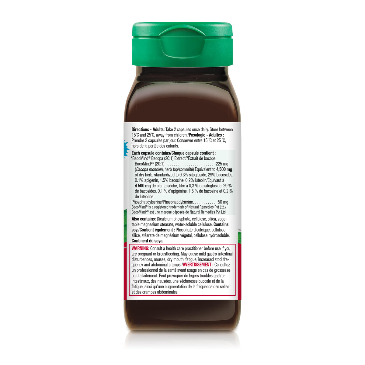Jamieson Brain Health & Memory Support, BacoMind, Bacopa Monnieri, Supports Brain Health, Performance, and Memory. NON-GMO, 60 Capsules, Proudly Canadian