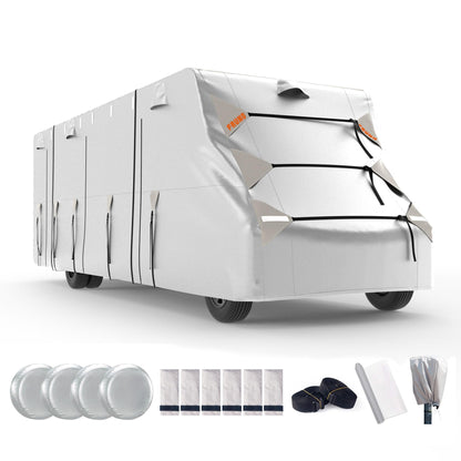 FRUNO Oxford Fabric Class C RV Cover Fits 23'-26' Waterproof Rip-Resistant Anti-UV Motorhome Camper Cover for Winter Snow with Jack Cover 4 Tire Covers and Gutter Covers 🍁 All In One Marketplace Canada
