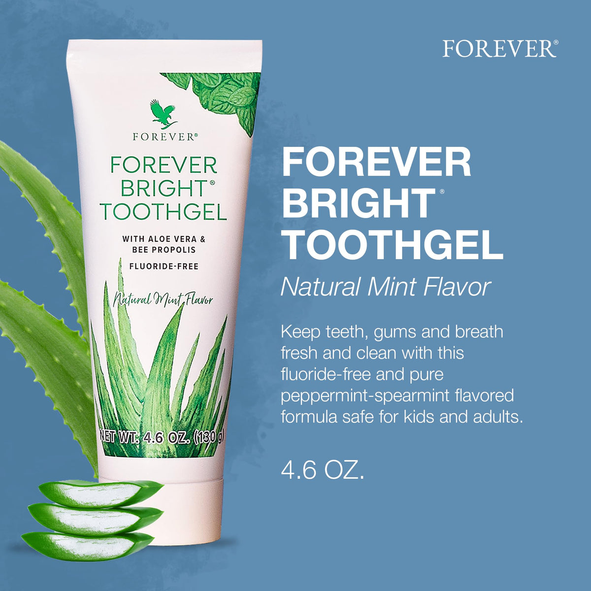 Forever Living | Forever Bright Toothgel - 4.6oz Vegan Non-Fluoride Toothgel with Peppermint & Spearmint - Gentle Oral Care for Kids & Adults - 1 Pack 🍁 All In One Marketplace Canada