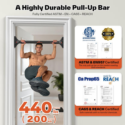 Sportneer Pull Up Bar Doorway Chin Up Bar No Screws Door Frame Chin Up Push Up Sit Up Bar Adjustable 75-94cm (29.5''-37'') Up to 200kg Capacity Workout Bar - Available at All In One Marketplace Canada
