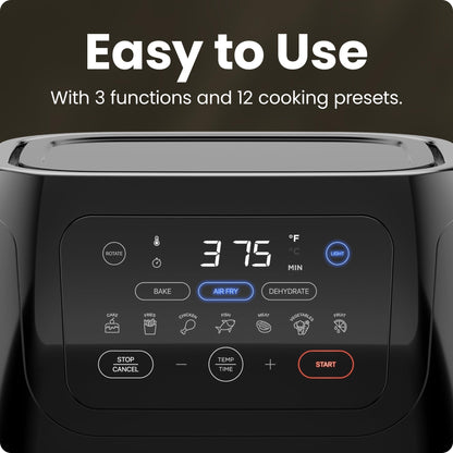 CHEFMAN Multifunctional Digital AirFryer+ Rotisserie,Dehydrator, Convection Oven17 Touch Screen Presets Fry,Roast,Dehydrate, Bake, XL 10L Family Size,Auto Shutoff,Large Easy-View Window Black,10 Quart Chefman