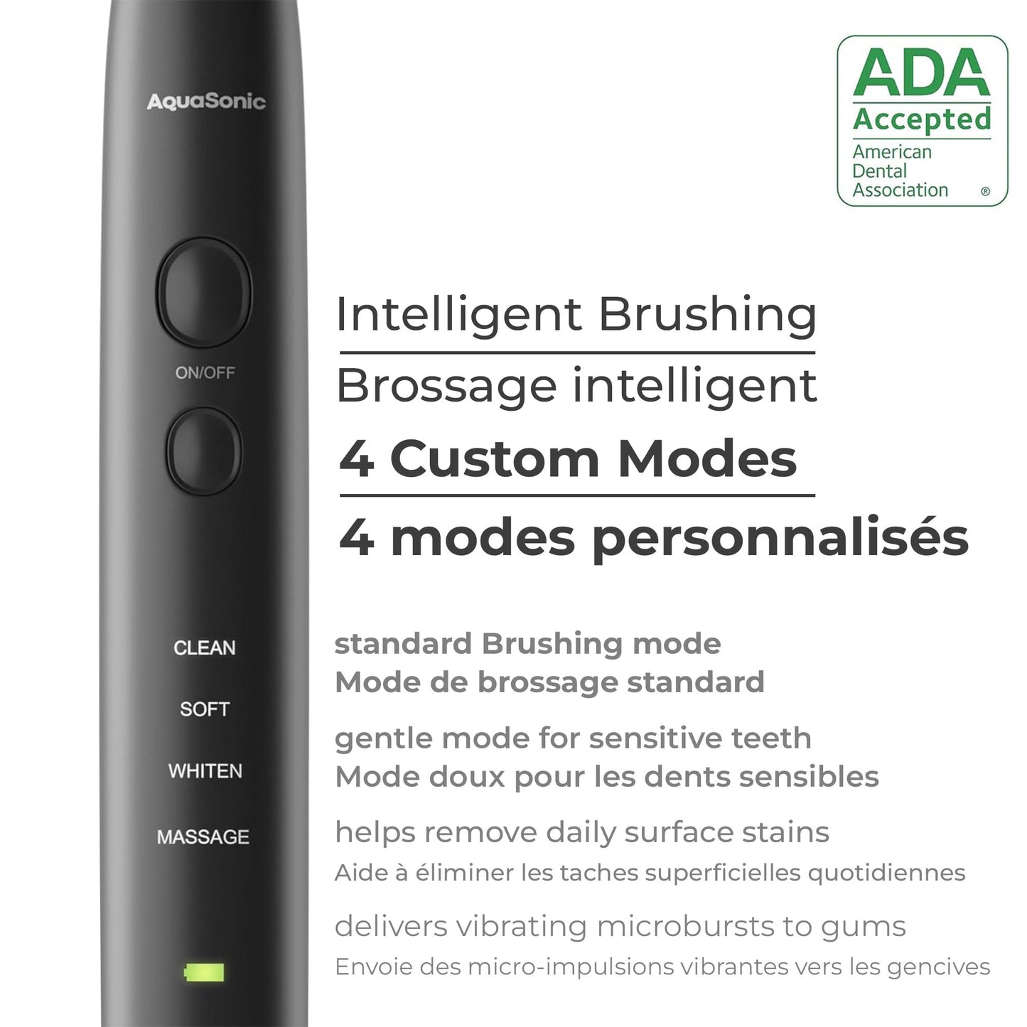 Aquasonic Black Series Ultra Whitening Electric Toothbrush | ADA Accepted Rechargeable Toothbrush, 8 Brush Heads & Travel Case, 40,000 VPM Electric Motor & Wireless Charging - 4 Modes with Smart Timer