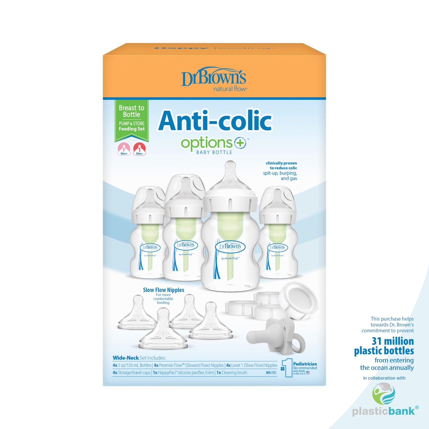 Dr. Brown’s Natural Flow Anti-Colic Options+ Wide-Neck Baby Bottles, Breast to Bottle Feeding Set 🍁 All In One Marketplace Canada