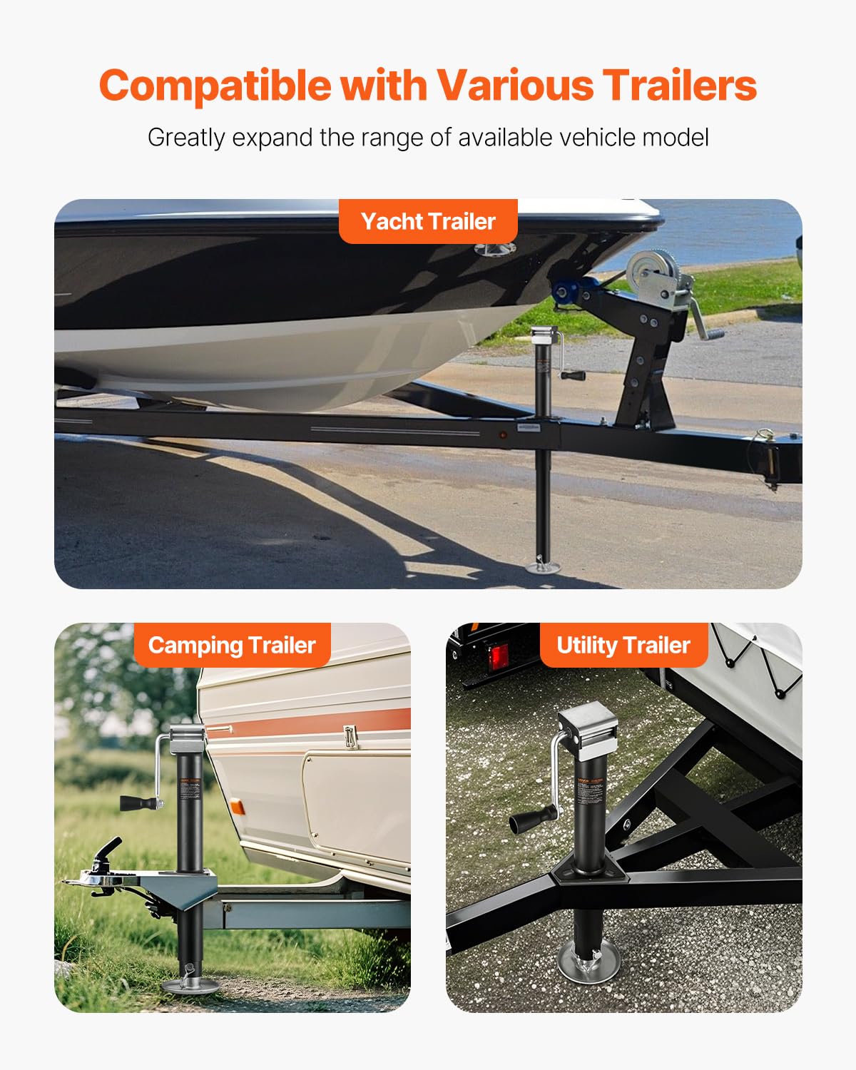 VEVOR A-Frame Trailer Jack, 5000 lbs Dynamic Load Capacity, Trailer Jack Stand with Handle & Rectangular Footpad, 15-inch Vertical Travel, Suitable for RV, Horse, Utility Trailers, Yacht Trailers VEVOR