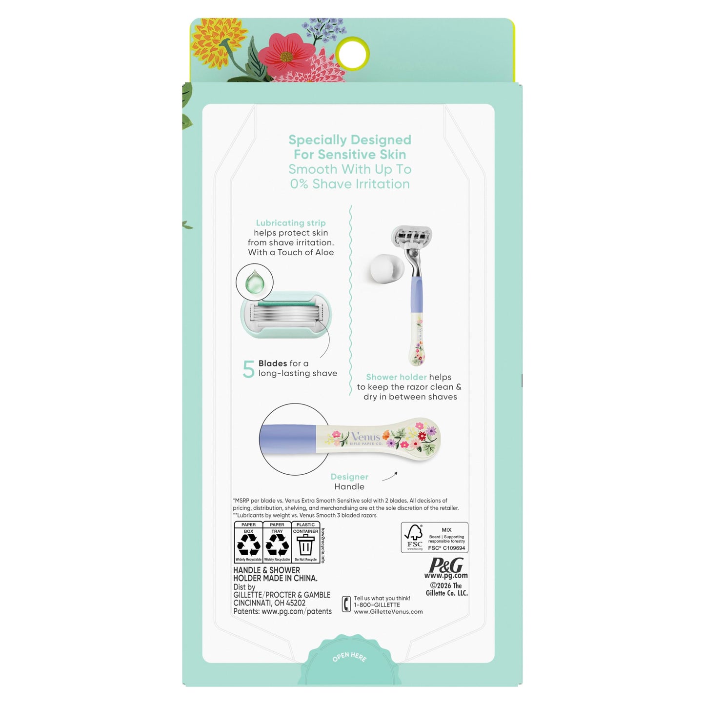 Gillette Venus Extra Smooth Sensitive, 1 Women’s Razor Blades for Sensitive Skin, 7 "5-Bladed" Razor Refills, 1 Pack (Count of 8) - Available at All In One Marketplace Canada
