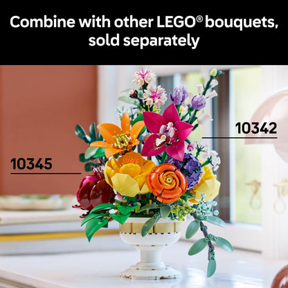 LEGO Botanicals Flower Arrangement Artificial Flowers Building Set - Wedding Decor for Table Display - Gift for Wedding, Bridesmaid - Unique Bouquet for Adults, Ages 18+ - 10345