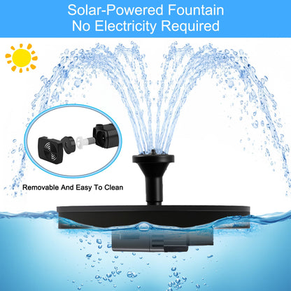FYDGTPI Solar Fountain, Floating Solar Water Pump with 6 Nozzles & 4 Fixed Pipes, Solar Fountain for Bird Bath, Garden, Pond, Pool