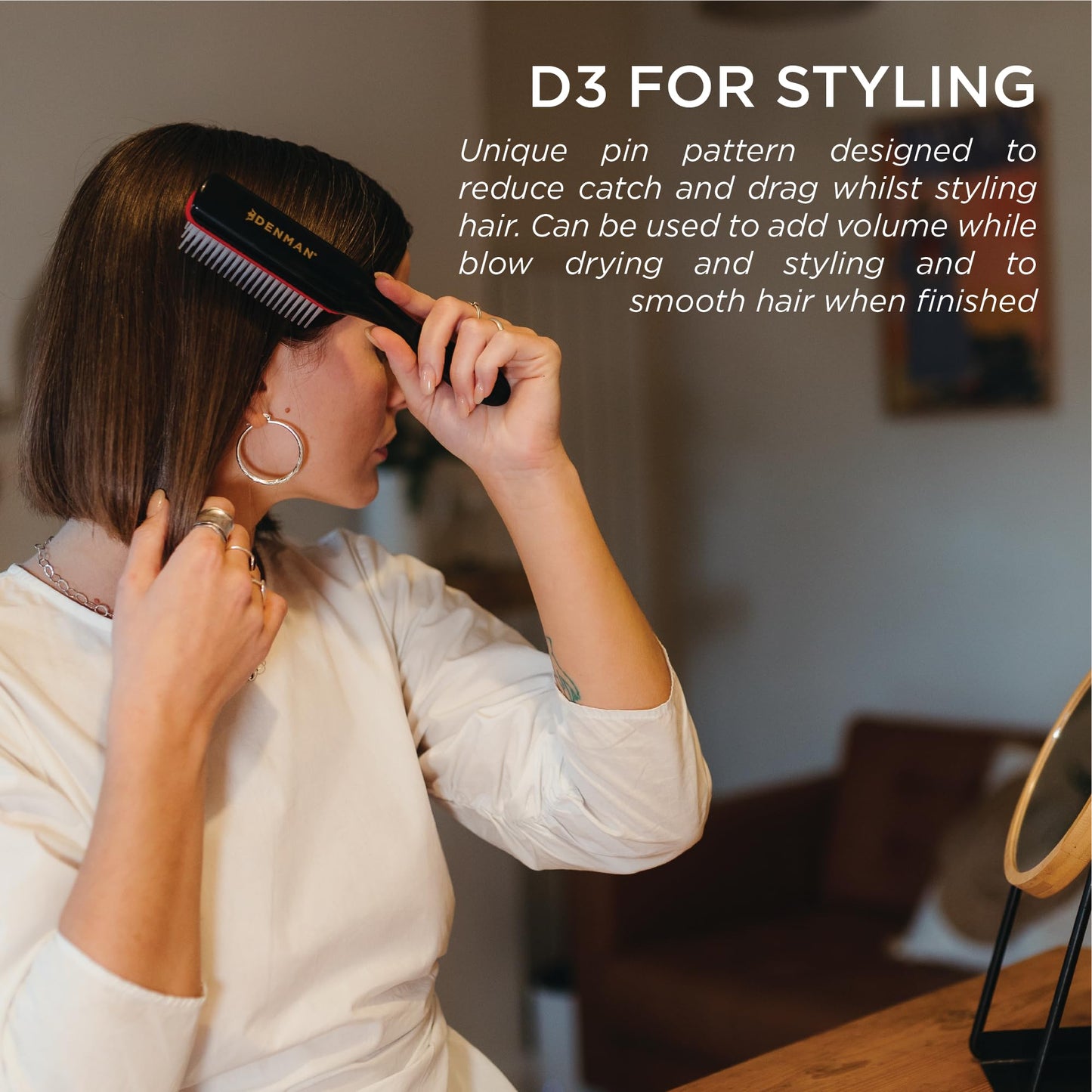 Denman D3 Original Curl Definer & Styler – 7‑Row Detangling Brush for Smooth, Defined Curls – Precision Styling Brush for Curly or Straight Hair – For Men and Women - Available at All In One Marketplace Canada