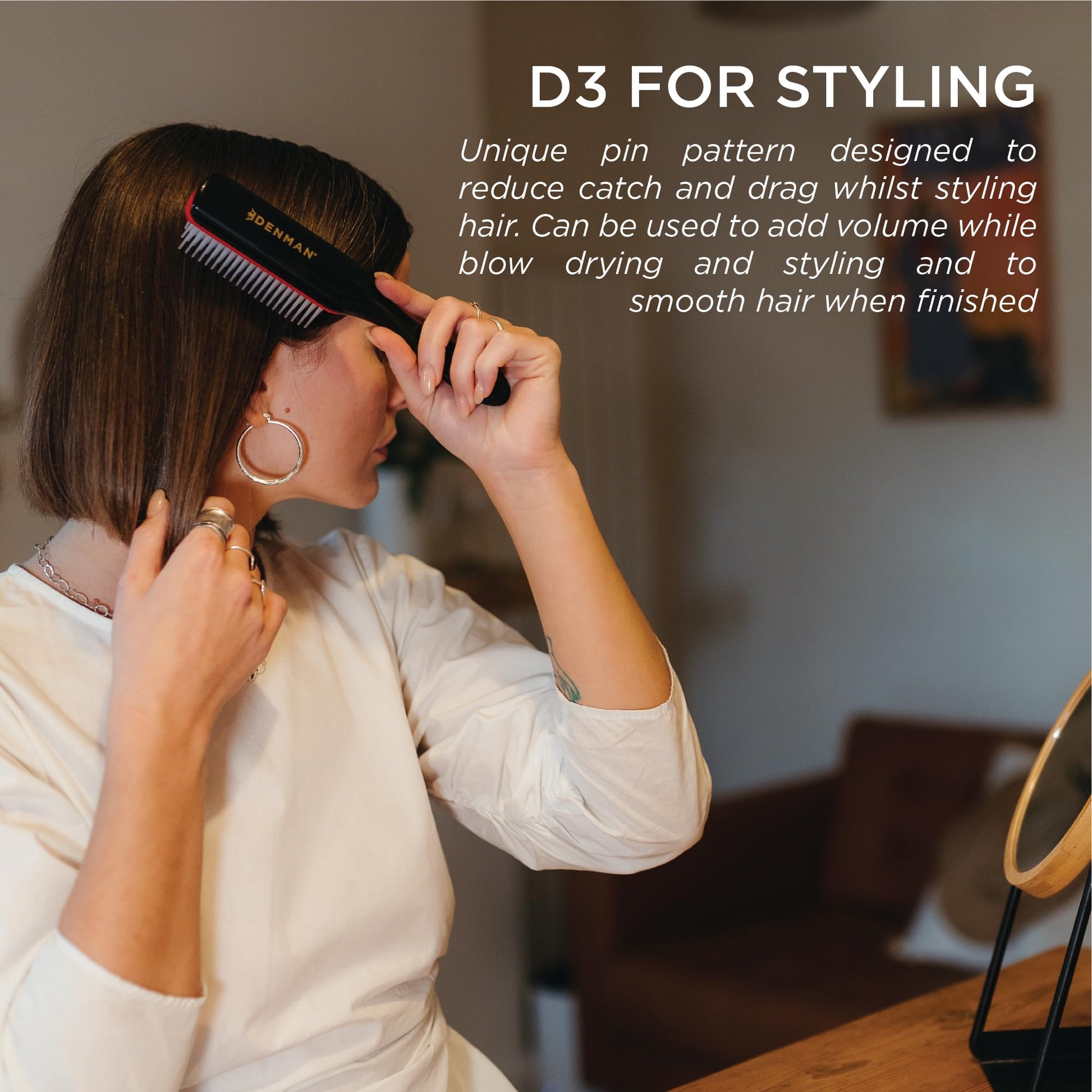 Denman D3 Original Curl Definer & Styler – 7‑Row Detangling Brush for Smooth, Defined Curls – Precision Styling Brush for Curly or Straight Hair – For Men and Women - Available at All In One Marketplace Canada
