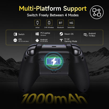 EasySMX X05 Pro Wireless PC Controller, Upgraded 2-Stage Triggers, Soft Click Buttons, Hall Joysticks, 1000Hz Polling, 8-Way D-Pad, 1000mAh Battery, Multi-Platforms Controller for PC/Switch/Android/iOS, Black