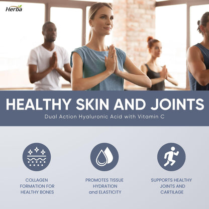 Herba Hyaluronic Acid Supplement 200mg - 100 Capsules | 100% Purity Hyaluronic Acid Capsules with Vitamin C to Support Joint and Bone Health | Made in Canada - Available at All In One Marketplace Canada