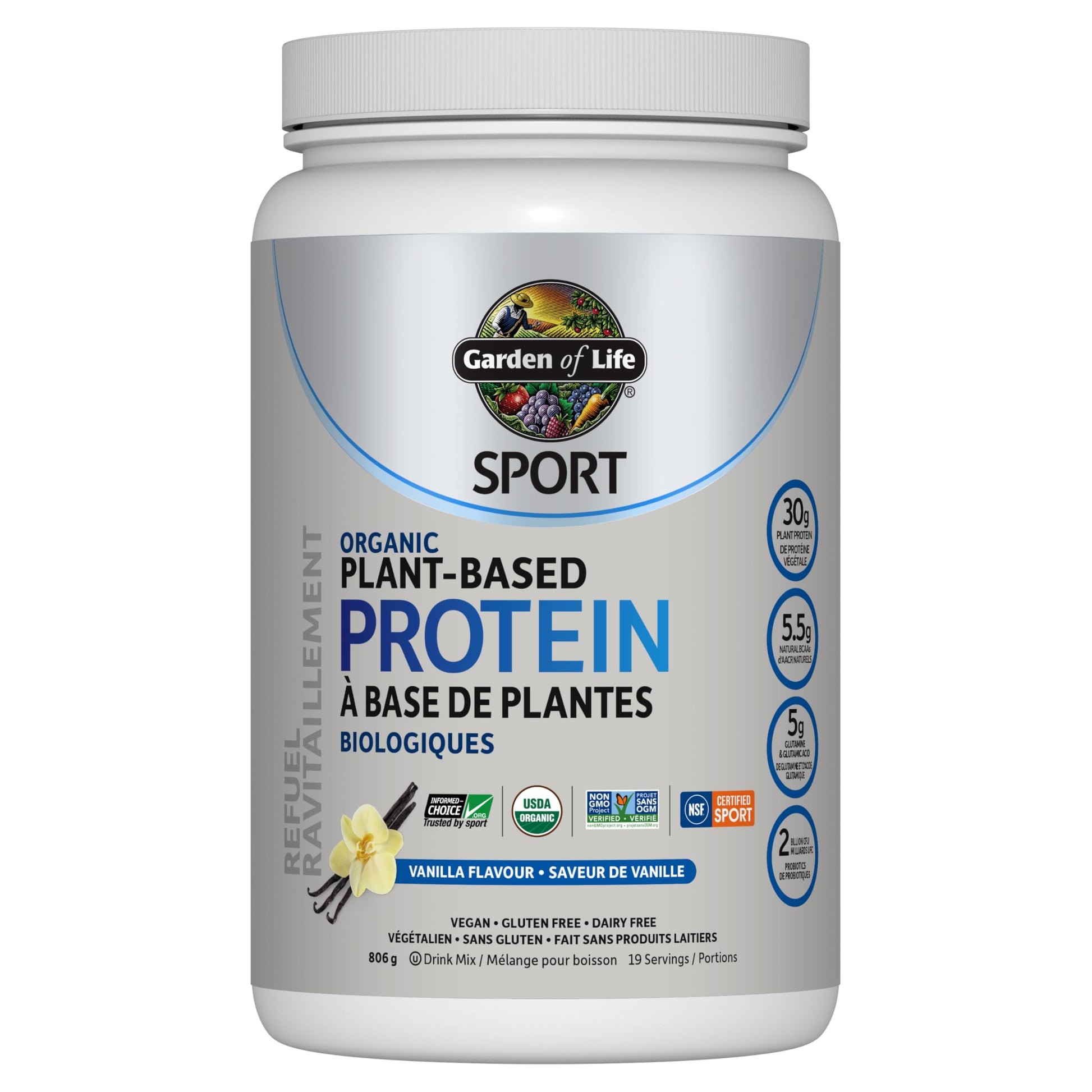 Garden of Life Sport Organic Plant Based Protein Powder - Vanilla, 806g