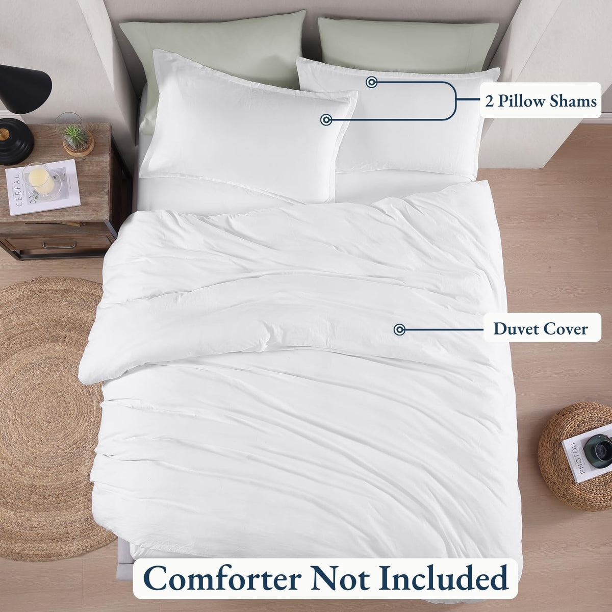 Duvet Cover Queen Size, Pre-Washed Soft Microfiber 3 Piece Set - White 🍁 All In One Marketplace Canada