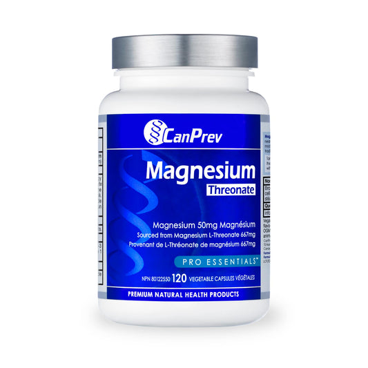 CanPrev Magnesium L-Threonate 50mg, 120 Capsules 120-Day Supply - Optimal Absorption Formula for Improve Sleep, Muscle Function, Maintain Healthy Electrolyte Balance - Vegan, Non-GMO and Gluten-Free - Available at All In One Marketplace Canada