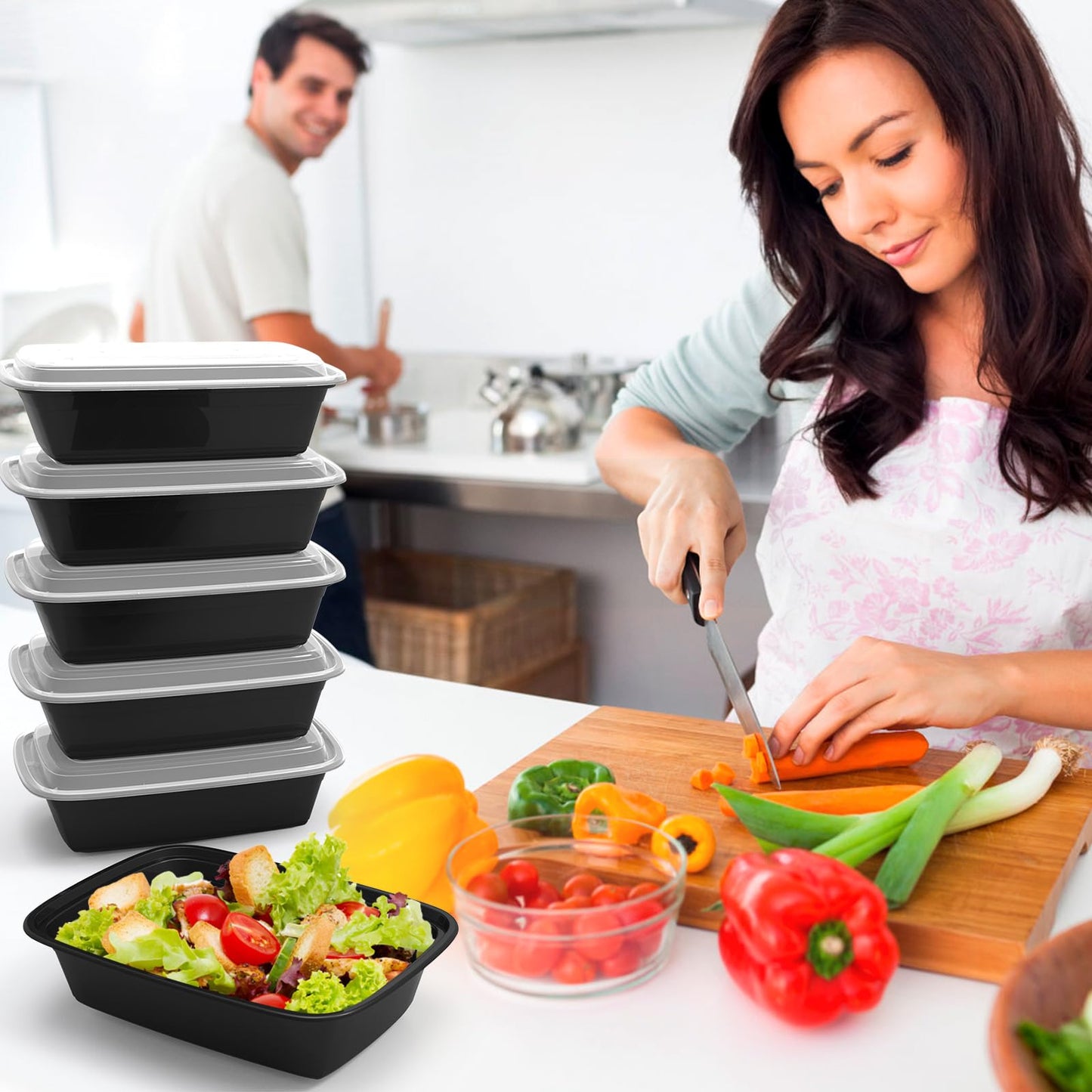 Meal Prep Containers Reusable 38oz - Food Containers with Lids 50 Pack, Disposable to Go Containers, Leakproof Food Prep Containers, Stackable, Takeout, BPA-Free, Microwave/Freezer Safe - Available at All In One Marketplace Canada