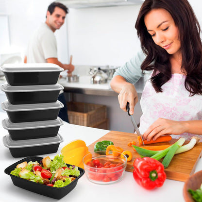 Meal Prep Containers Reusable 38oz - Food Containers with Lids 50 Pack, Disposable to Go Containers, Leakproof Food Prep Containers, Stackable, Takeout, BPA-Free, Microwave/Freezer Safe - Available at All In One Marketplace Canada