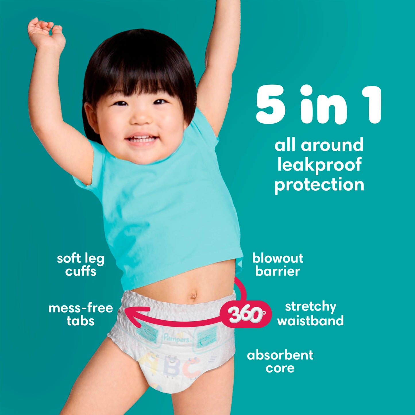 Pampers Diapers - Cruisers 360 degrees - Size 5, 56 Count, up to 100% Leakproof Fit, Designed for Active Babies, Pull On Diaper, EZ Off Tabs Designed for Easy Changes 🍁 All In One Marketplace Canada