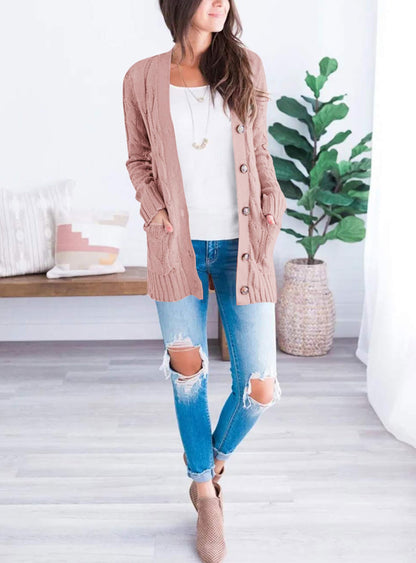 PRETTYGARDEN Women's Cable Knit Cardigan Sweaters Fall(Dusty Pink,XL) 🍁 All In One Marketplace Canada