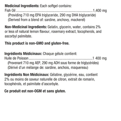 Metagenics OmegaGenics EPA-DHA 1000 mg - High Potency Omega-3 Fish Oil Supplement for Heart, Brain & Joint Health* - Sustainably Sourced - 60 Softgels - Available at All In One Marketplace Canada