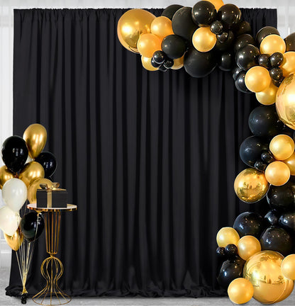 Backdrop Curtains Black Polyester Backdrop for Curtains 2 Packs 5ftx8ft