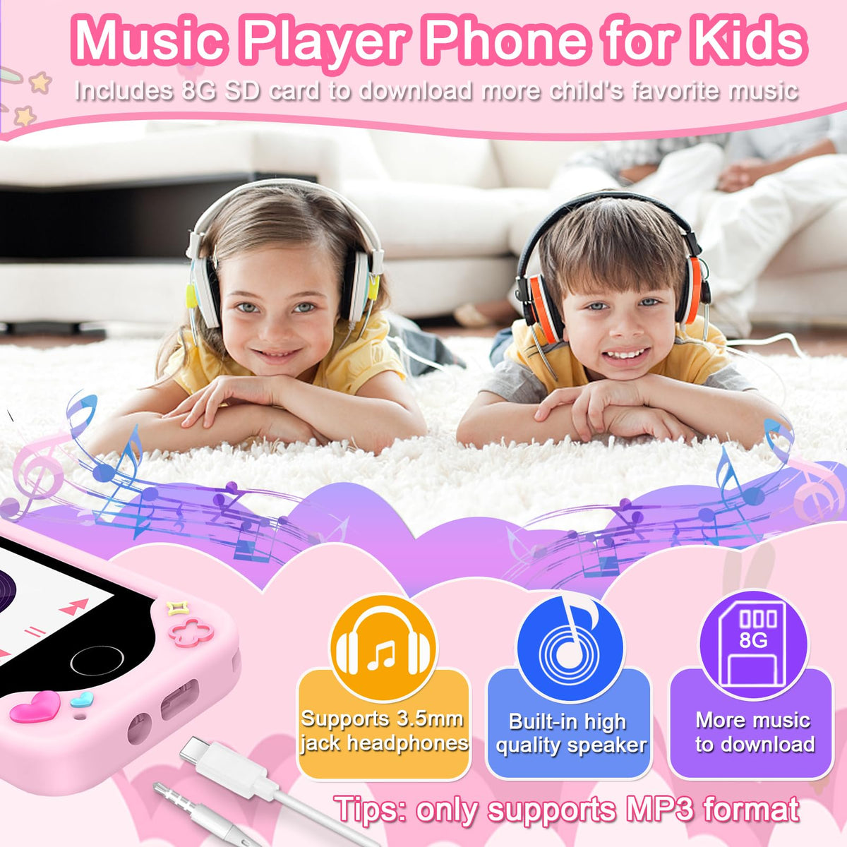 Kids Smart Phone for Girls Toys, Gifts for 3-10 Year Old Girls Boys Pink 🍁 All In One Marketplace Canada