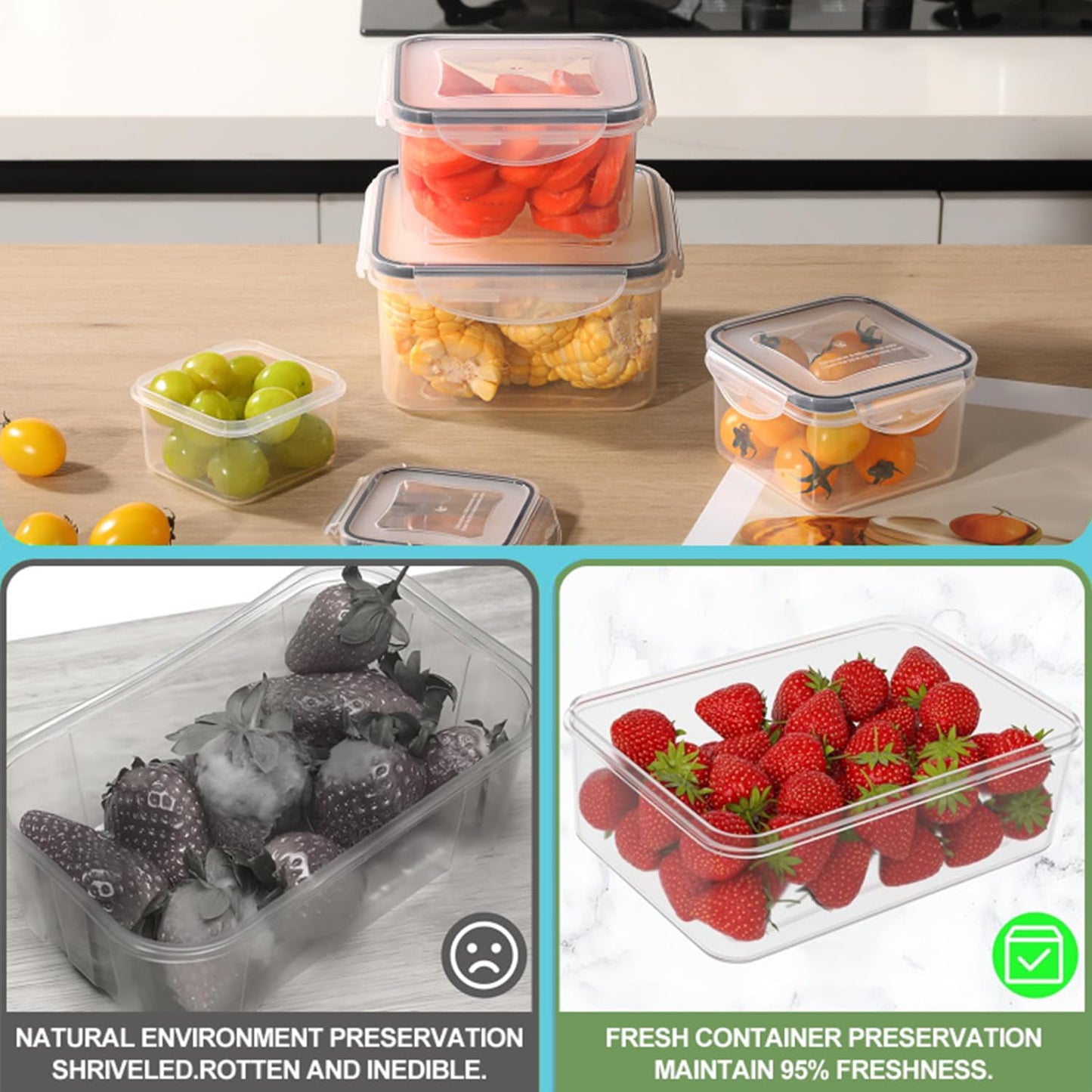 Pure Future 50-Piece Food Storage Containers Set (25-Pack) - Includes 2x JUMBO 2.5L (84oz) & 2x 1.5L Large Bins, Airtight Plastic Meal Prep Lunch Boxes with Lids, Microwave/Freezer Safe, BPA Free