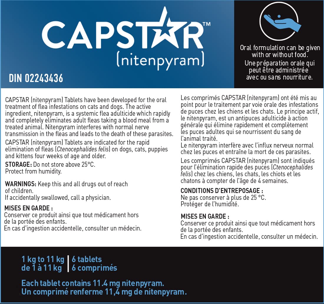 Capstar Oral Flea Treatment for Small Dogs and Cats weighing 1 to 11 kg - 6 pack 🍁 All In One Marketplace Canada