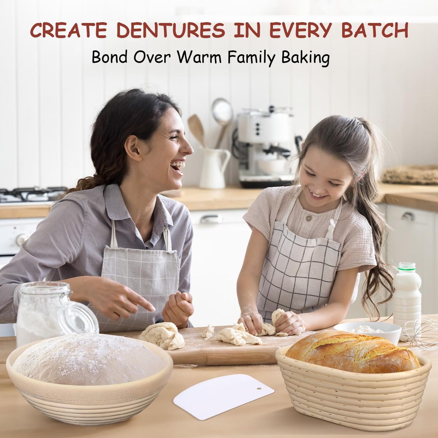 KOACKL Sourdough Bread Starter Kits, Banneton Sourdough Bread Making Tools Kit, Banneton Proofing Basket Making Bread Basket Baking for Baking Dough with Rising Pattern (Round and Oval) - Available at All In One Marketplace Canada