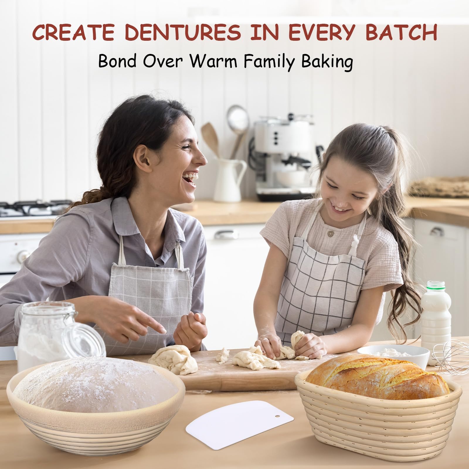 KOACKL Sourdough Bread Starter Kits, Banneton Sourdough Bread Making Tools Kit, Banneton Proofing Basket Making Bread Basket Baking for Baking Dough with Rising Pattern (Round and Oval) - Available at All In One Marketplace Canada