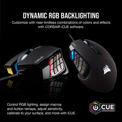 Corsair Scimitar RGB Elite Gaming Mouse for MOBA, MMO - 18,000 DPI - 17 Progammable Buttons - iCUE Compatible - Black 🍁 All In One Marketplace Canada