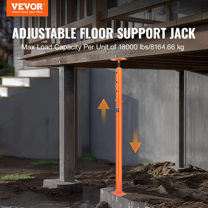 VEVOR House Floor Jack, 56"-100" Height Range, 18000 lbs Max Load Capacity, Adjustable Support Beam Basement Jack Post Pole for Leveling, Lift Support Steel Telescoping Jack for Temporary Support VEVOR