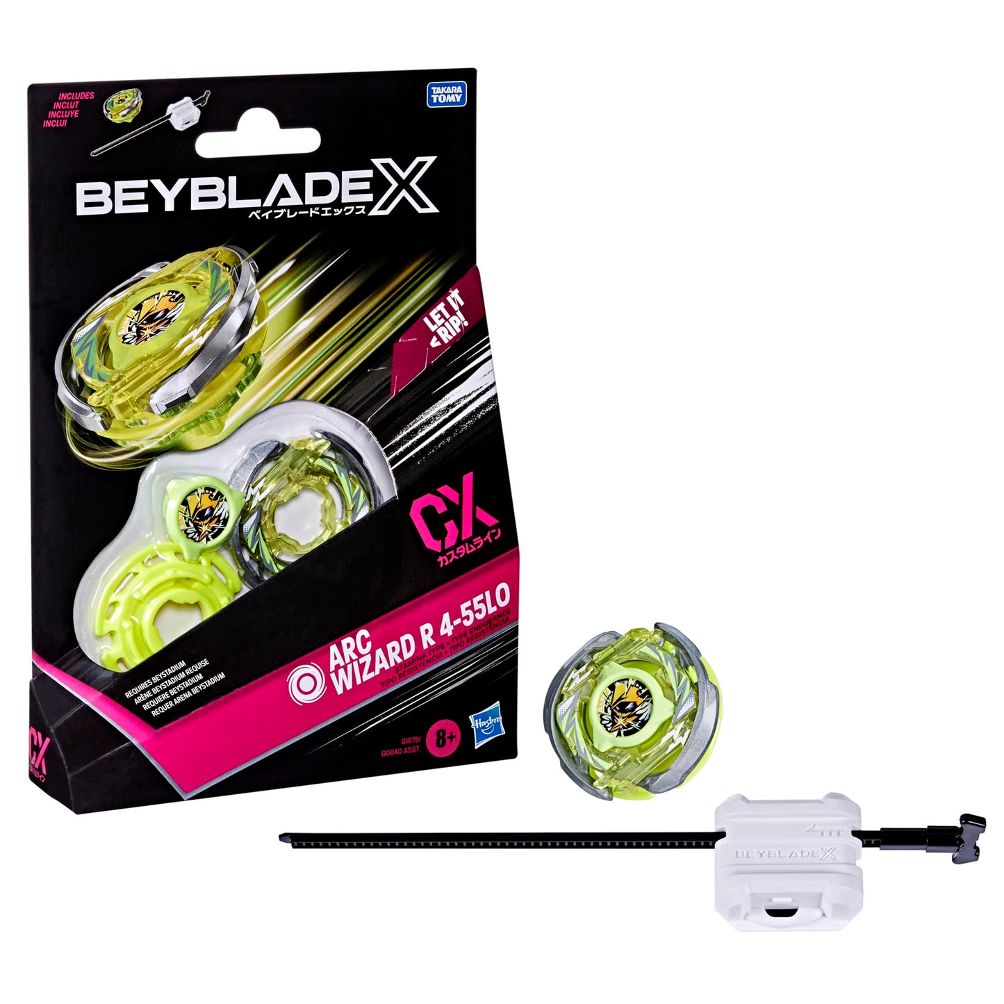 Beyblade X Arc Wizard R 4-55LO CX Starter Pack Set, Stamina Type Top and Launcher; Authentic Takara Tomy Battle Tops Games, Toys for Boys and Girls 8+ BEYBLADE