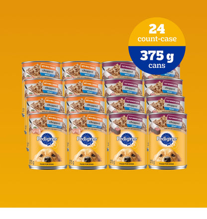 PEDIGREE CHOPPED Ground Adult Soft Wet Dog Food – Real Chicken – Filet Mignon Beef Flavour Variety Pack - 24x 375g (13 oz) Cans (12 Chicken, 12 Beef)