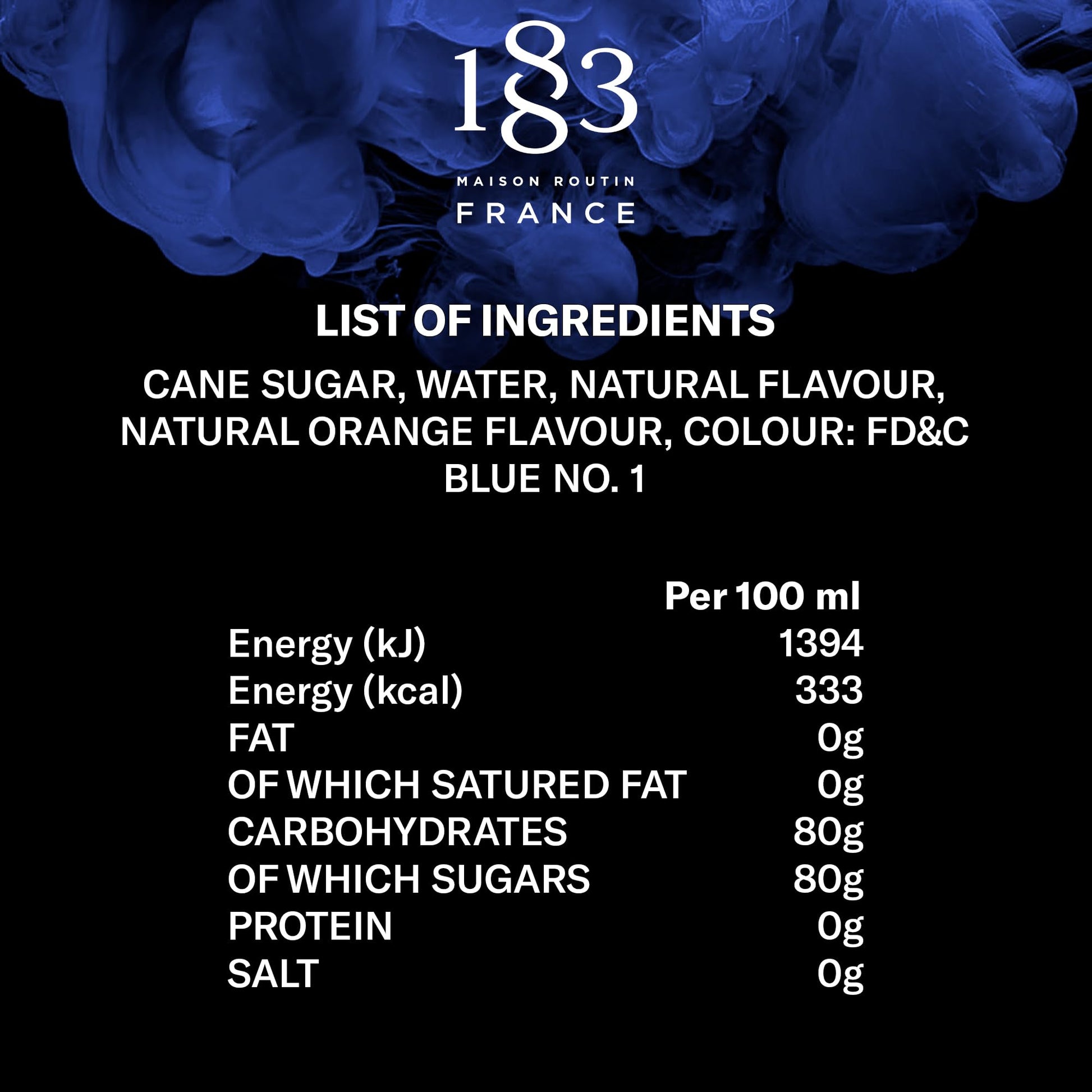 1883 Maison Routin Blue Curacao Syrup, Pet Bottle 1000 Milliliter 1883 MAISON ROUTIN
