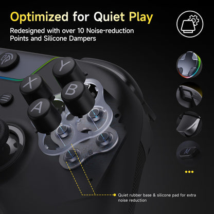 EasySMX X05 Pro Wireless PC Controller, Upgraded 2-Stage Triggers, Soft Click Buttons, Hall Joysticks, 1000Hz Polling, 8-Way D-Pad, 1000mAh Battery, Multi-Platforms Controller for PC/Switch/Android/iOS, Black