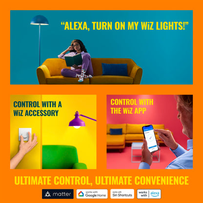 WiZ Connected 60W A19 LED Smart Light Bulbs - Connects to Your Wi-Fi - E26 Smart Bulb - Control with Voice or App + Activate with Motion - Matter Compatible - 3 Pack 🍁 All In One Marketplace Canada