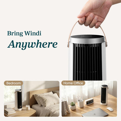 Levoit Mini Tower Fan for Bedroom, Quiet Cooling Desk Fan with Upgraded DC Motor, 20dB Ultra Silent, Portable Small Standing Fan with 5 Speeds, Multi‑Angle Oscillation, Remote & 12H Timer, Windi