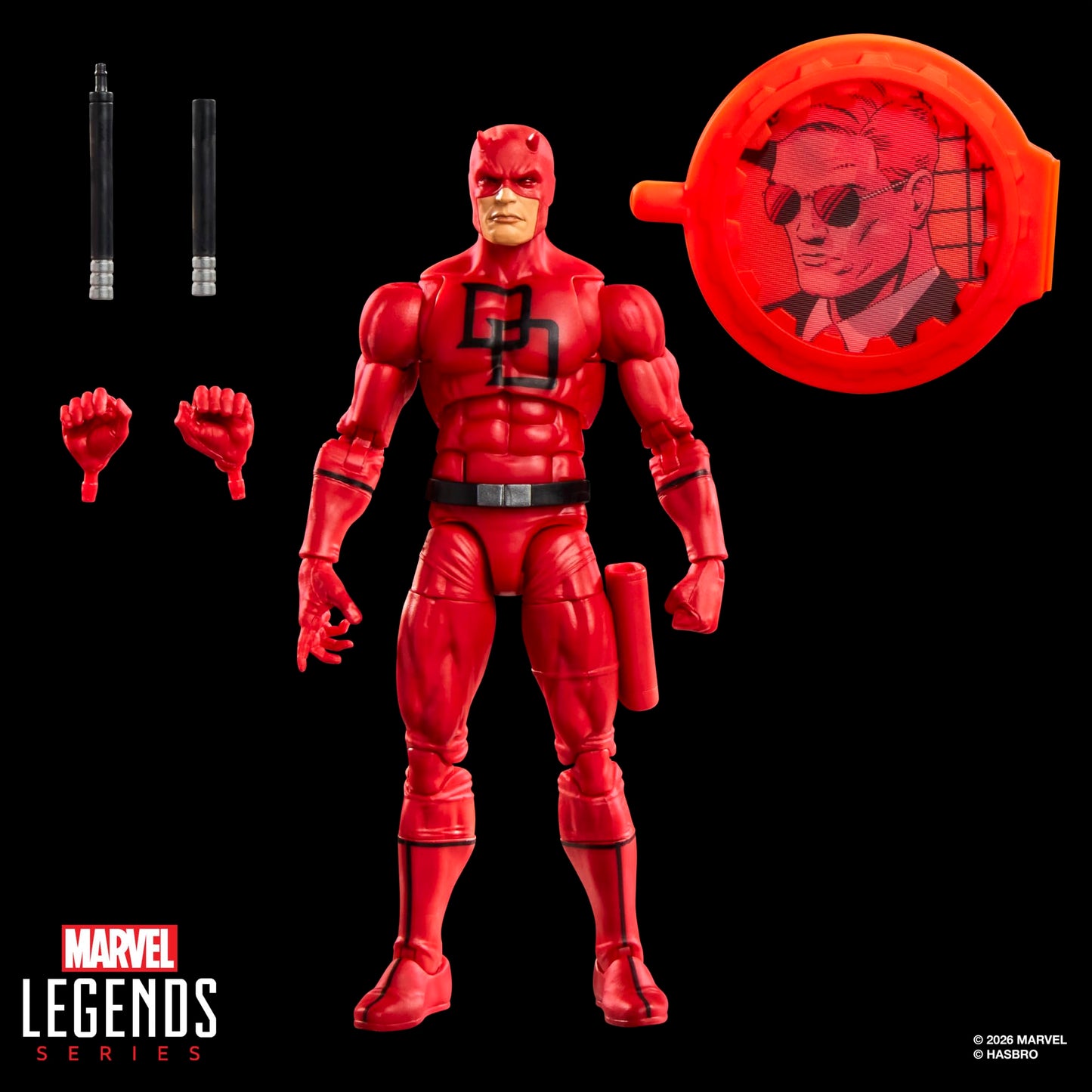 Marvel Legends Series Secret Wars Daredevil, Retro Marvel Comics Collectible 6 Inch Action Figure with Lenticular Shield Marvel