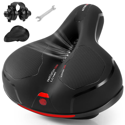 Comfortable Bike Seat for Men Women with Dual Shock Absorbing Ball Waterproof Wide Bicycle Saddle Fit for Most Standard Post