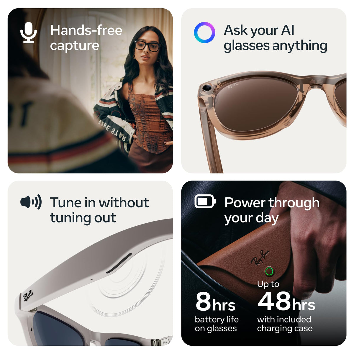 Ray-Ban Meta (Gen 2); Wayfarer; Matte Black | Smart AI Glasses for Men; Women — 2X Battery Life — 3K Ultra HD Resolution and 12 MP Wide Camera; Audio; Video — Clear Lenses — Wearable Technology