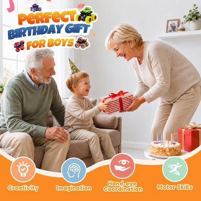4 Pack Monster Trucks Toys for Boys 2 3 4 5 6 7 Year Old, Friction Powered Pull Back Car Toys for Toddlers Kids Ages 3-5 2-4 4-7, Best Birthday Christmas Party Gift for Boys and Toddlers 🍁 All In One Marketplace Canada