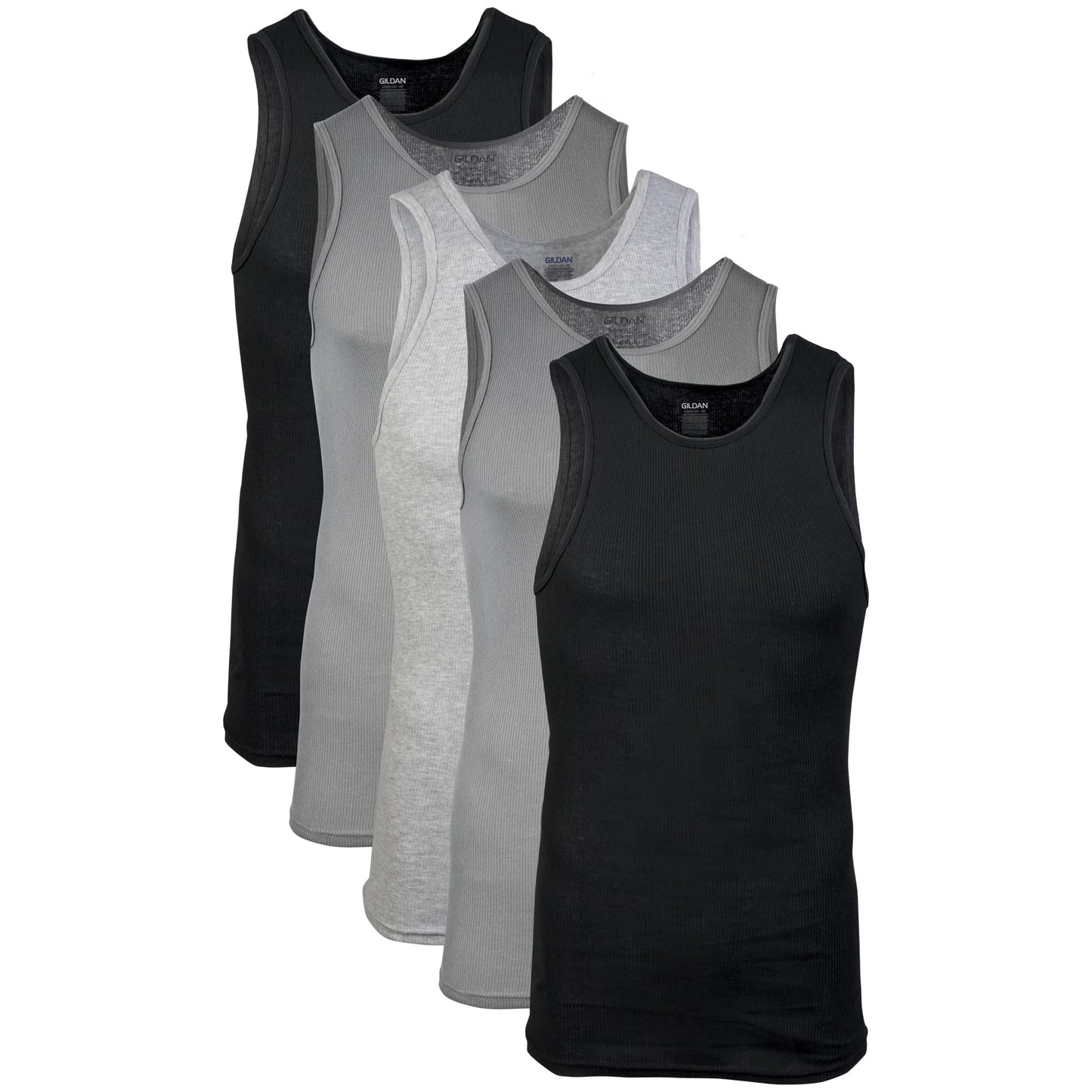 Gildan Men's A-Shirts Tanks Multipack, Black/Sport Grey/Charcoal (5-Pack), Medium 🍁 All In One Marketplace Canada