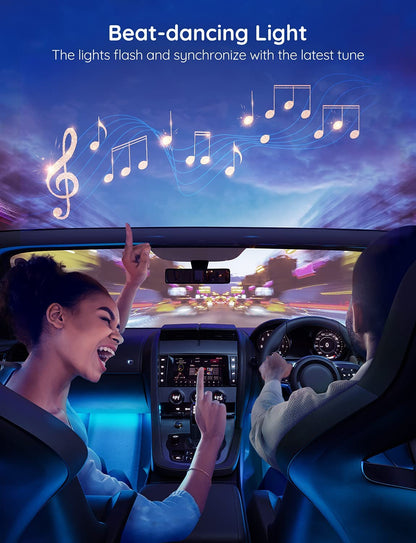 Govee Interior Lights for Car, App Control Smart Car Lights with DIY Mode and Music Mode, Waterproof LED Interior Lights with 2 Lines Design, RGB Under Dash Car LED Lights with Car Charger, DC 12V