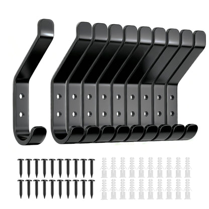 susswiff 10-Pack Coat Hook for Hanging, 10KG (Max), Stainless Wall Hooks for Towel, Hat, Backpack, Key, Clothes, Wall Mounted Coat Hanger for Closet, Black 10 CM - Available at All In One Marketplace Canada